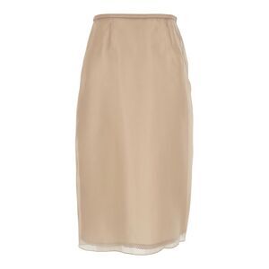 Plain Women Beige Layered Midi Skirt In Tech Fabric Woman